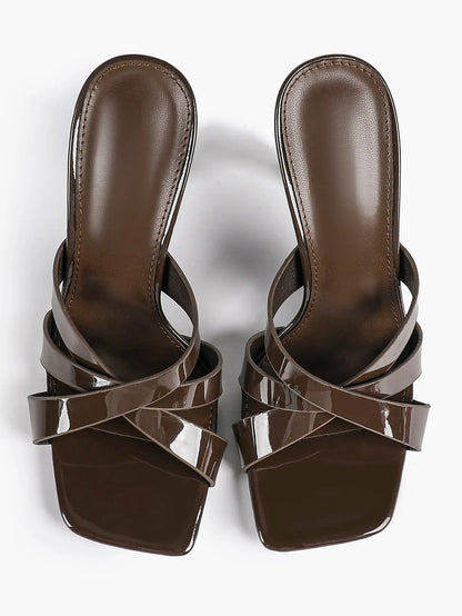 Women's Heeled Open Toe Sandals Square Toe Shoes Dress Wedding Office Shoes YISHIFAN