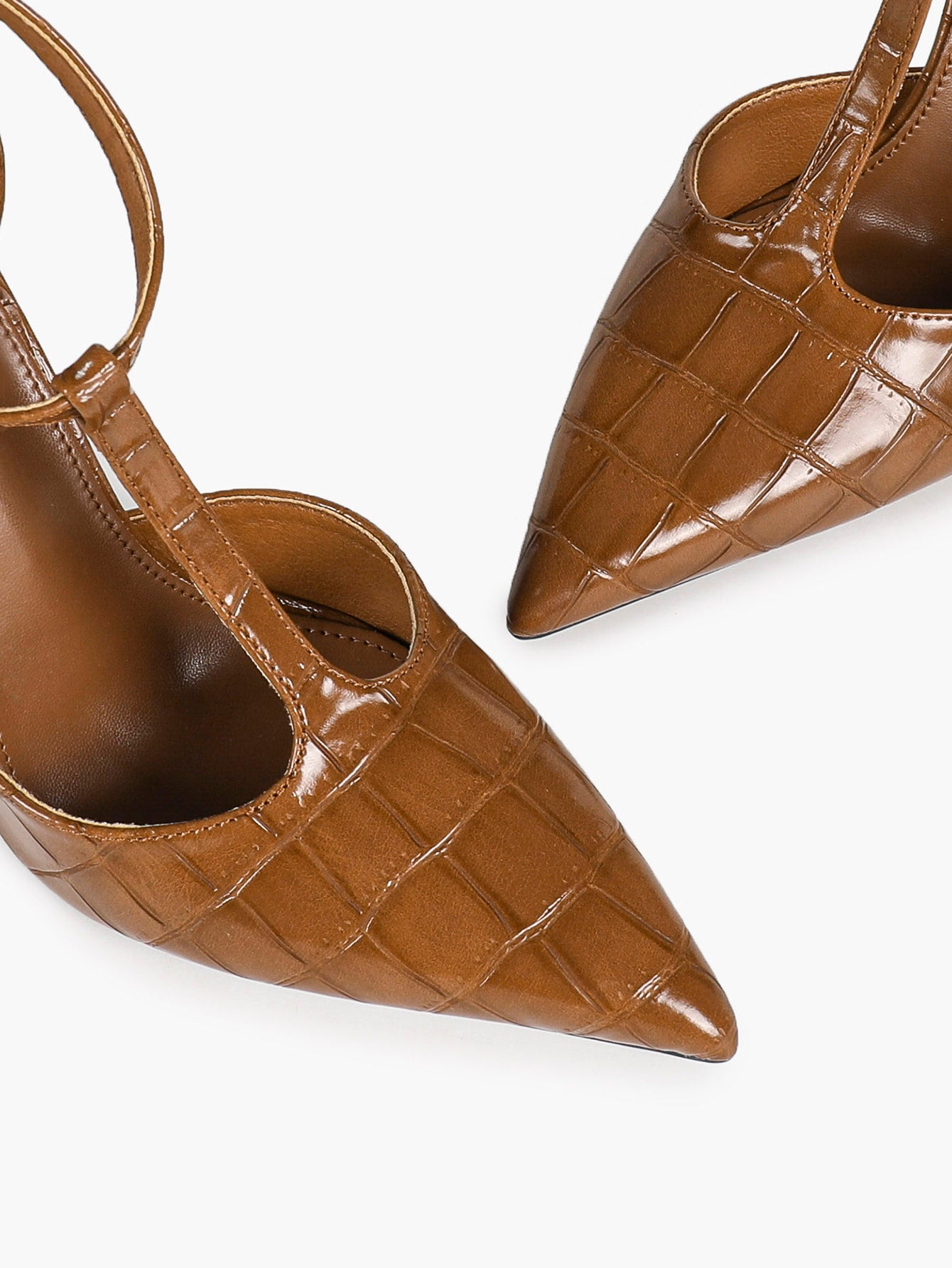 Women's Camel Quilted Patent T-Strap Slingback Pumps Closed Pointed Toe Ankle Buckle Stiletto Heels Office Shoes