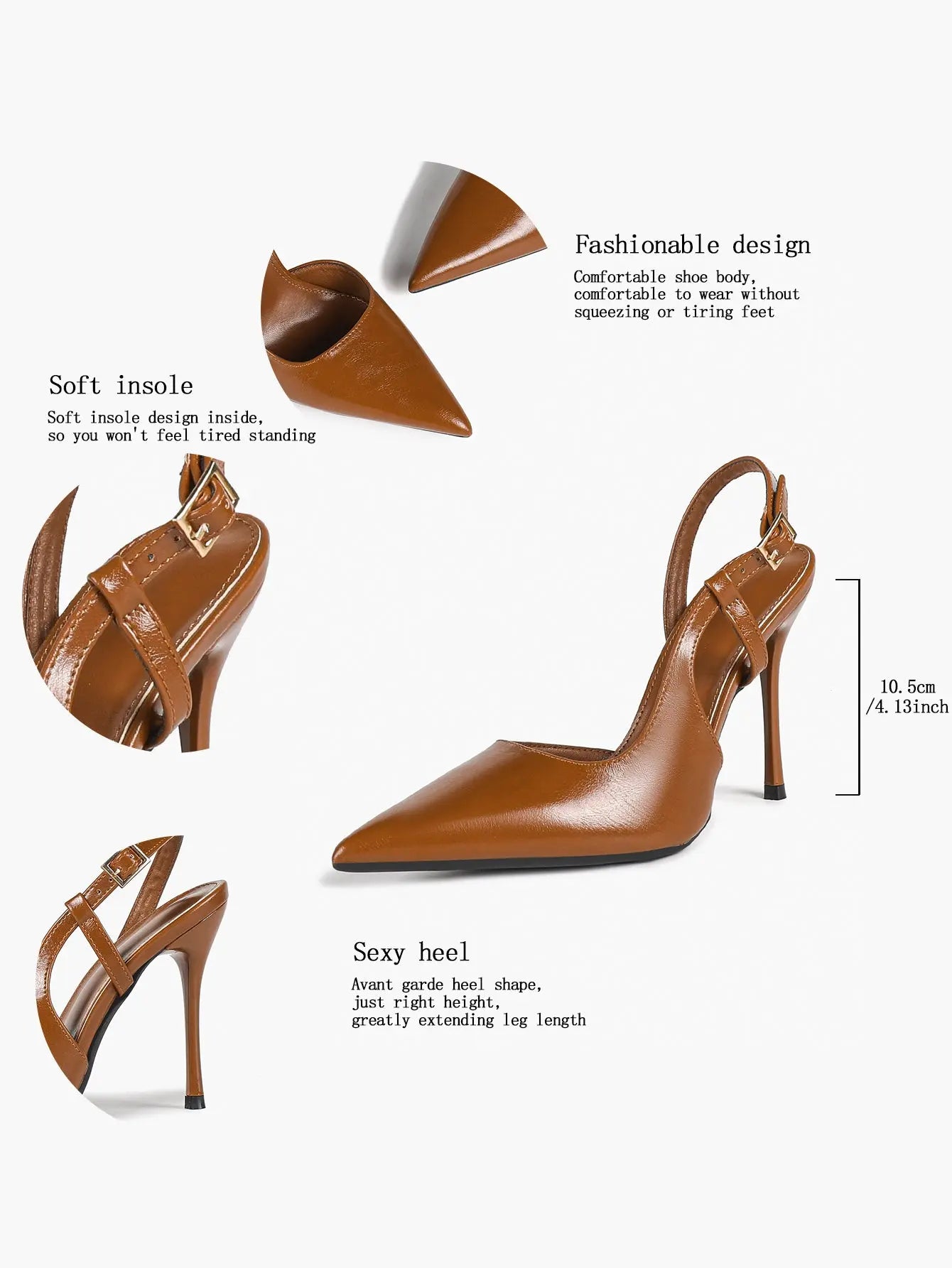 Women Closed Toe Slingback Heels Strappy Pointed Toe Stiletto Heels Wedding Party Dress Shoes YISHIFAN