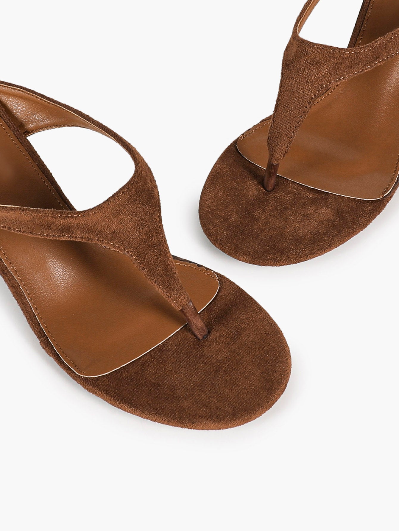 Brown Suede T-Bar Stiletto Mules Open Toe Slip-On Kitten Heels Chic Date Night Shoes