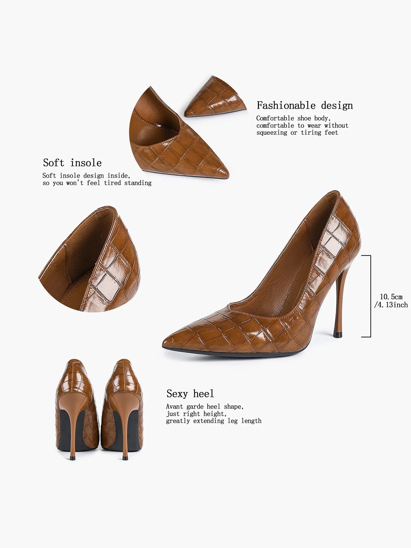 Women's Closed Pointed Toe Classic Stiletto Heels for Wedding Party Evening Dress Shoes YISHIFAN