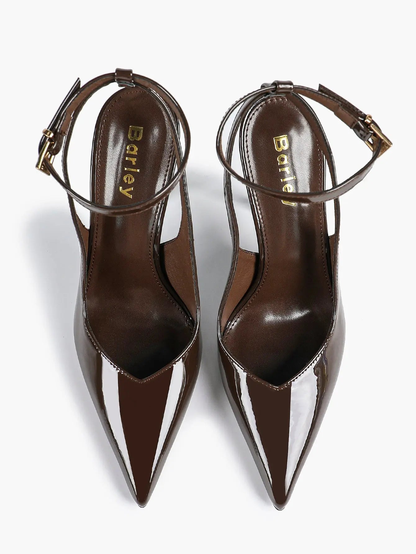 Women's Dark Brown Ankle Strap Pointed Toe High-Heel Sandals Wedding Party Evening Dress Shoes YISHIFAN