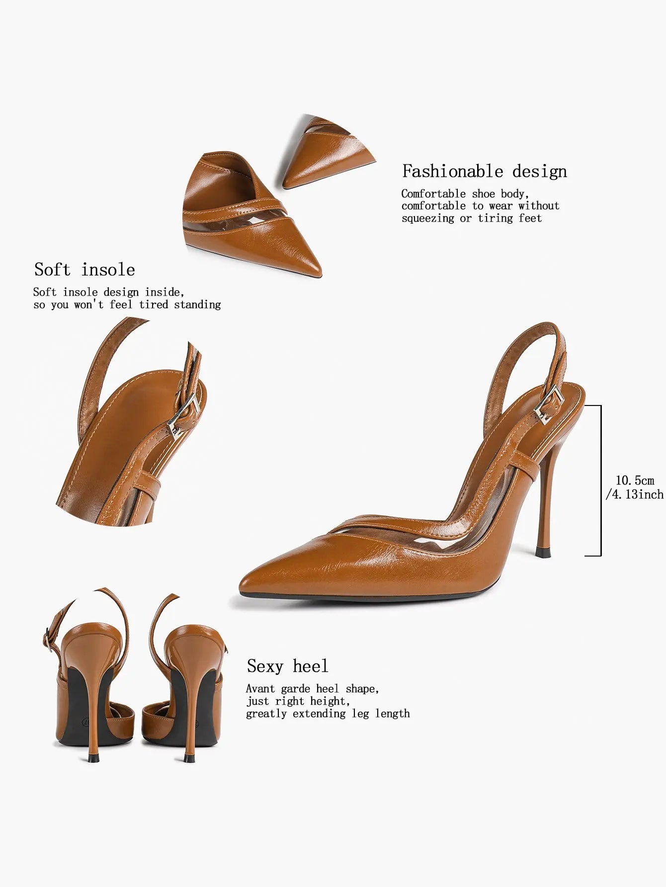 Closed Toe Slingback Heels Women Pumps Strappy Pointed Toe Stiletto Heels for Women Wedding Party Dress Shoes YISHIFAN