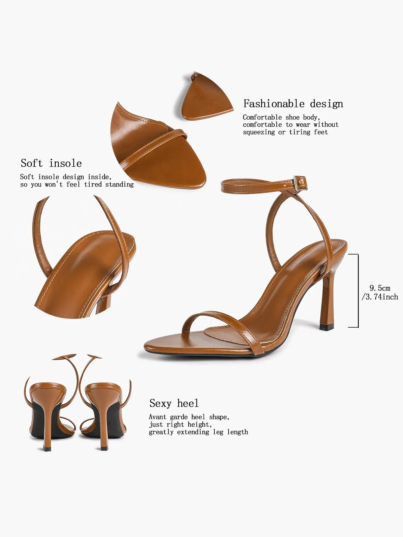 Women Pointed Peep Toe Strappy Heels Ankle Strap Stiletto Kitten Wedding Bridal Party Dress Shoes YISHIFAN