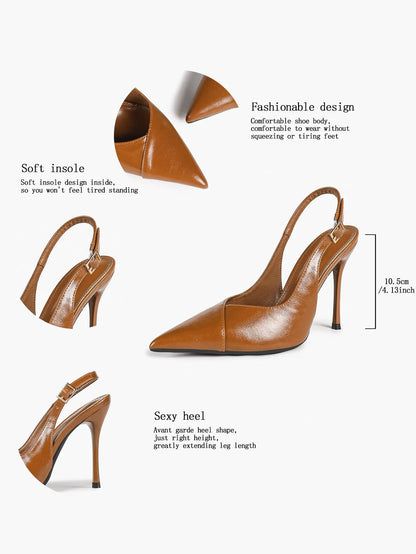 Vintage Luxe Reimagined: Deep Green Pointed Slingbacks with Croc Texture & All-Day Soft Insole YISHIFAN