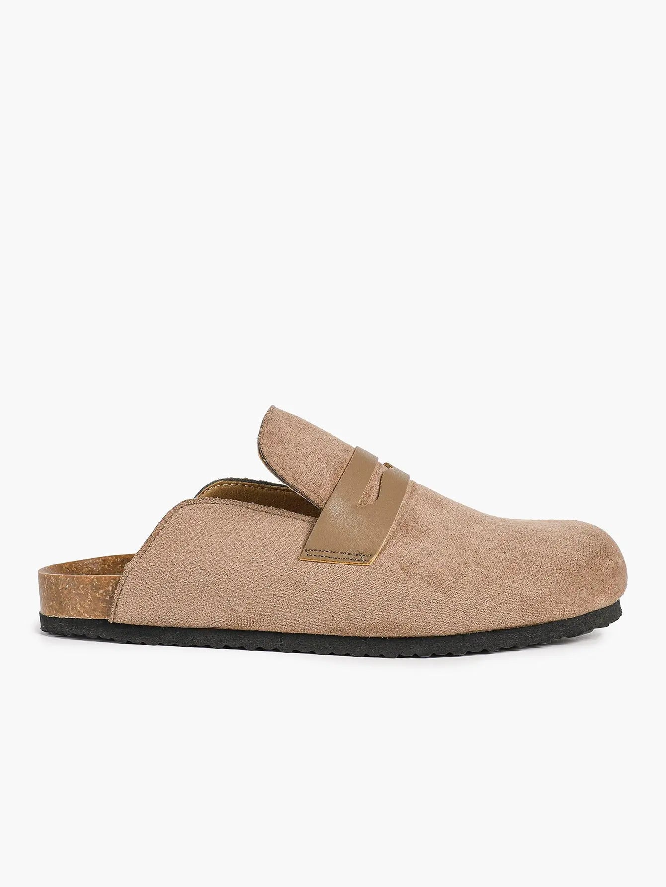 Brown Distressed Suede Penny Loafer Boston Clogs – Women's Cork Platform Closed Toe Mule YISHIFAN