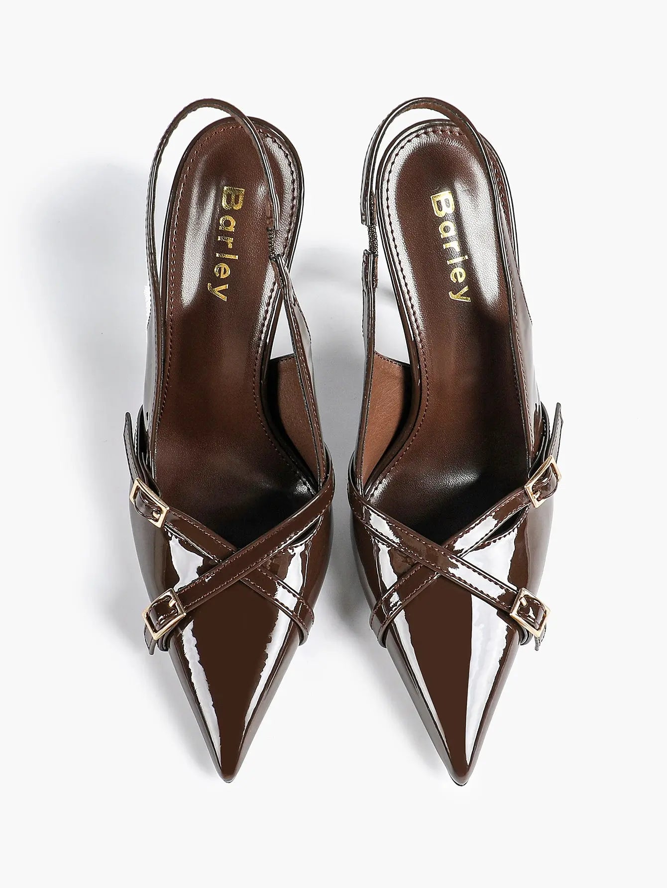 Women's Wine Red Patent Leather High-Heel Pointed Toe Ankle Strap Stiletto Heels Wedding Party Dress Shoes YISHIFAN