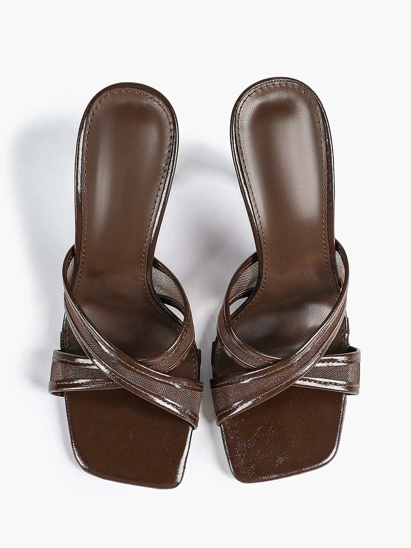 Women's Square Toe Cross Strap High Heel Sandals 3.74 Inch Sexy Stiletto Heels with Soft Insole Comfortable Mesh YISHIFAN