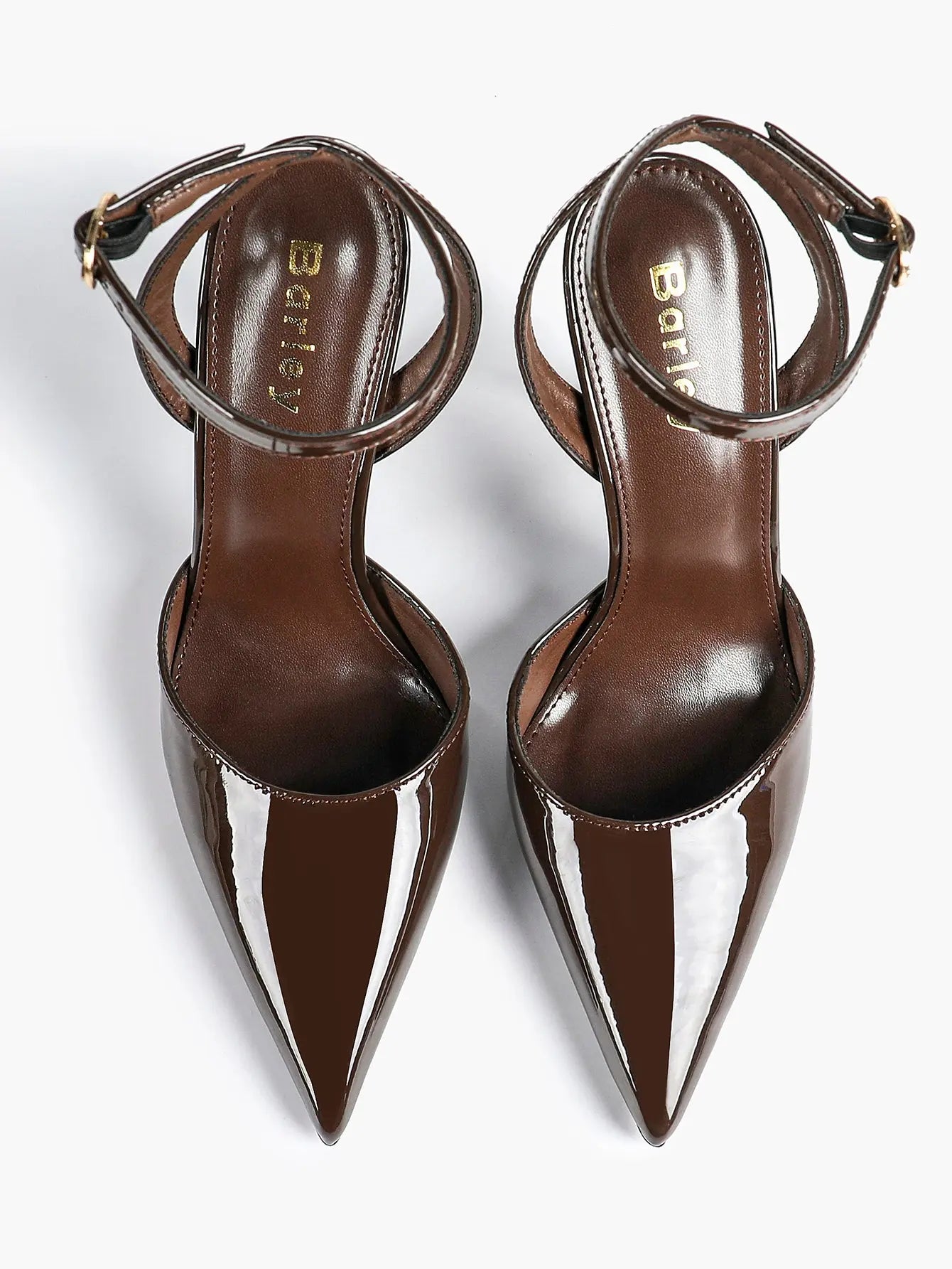Women's Leather 4.13 INCH High-Heel Stiletto Pointed Toe Slingback Stiletto Heels for Elegant Scene YISHIFAN