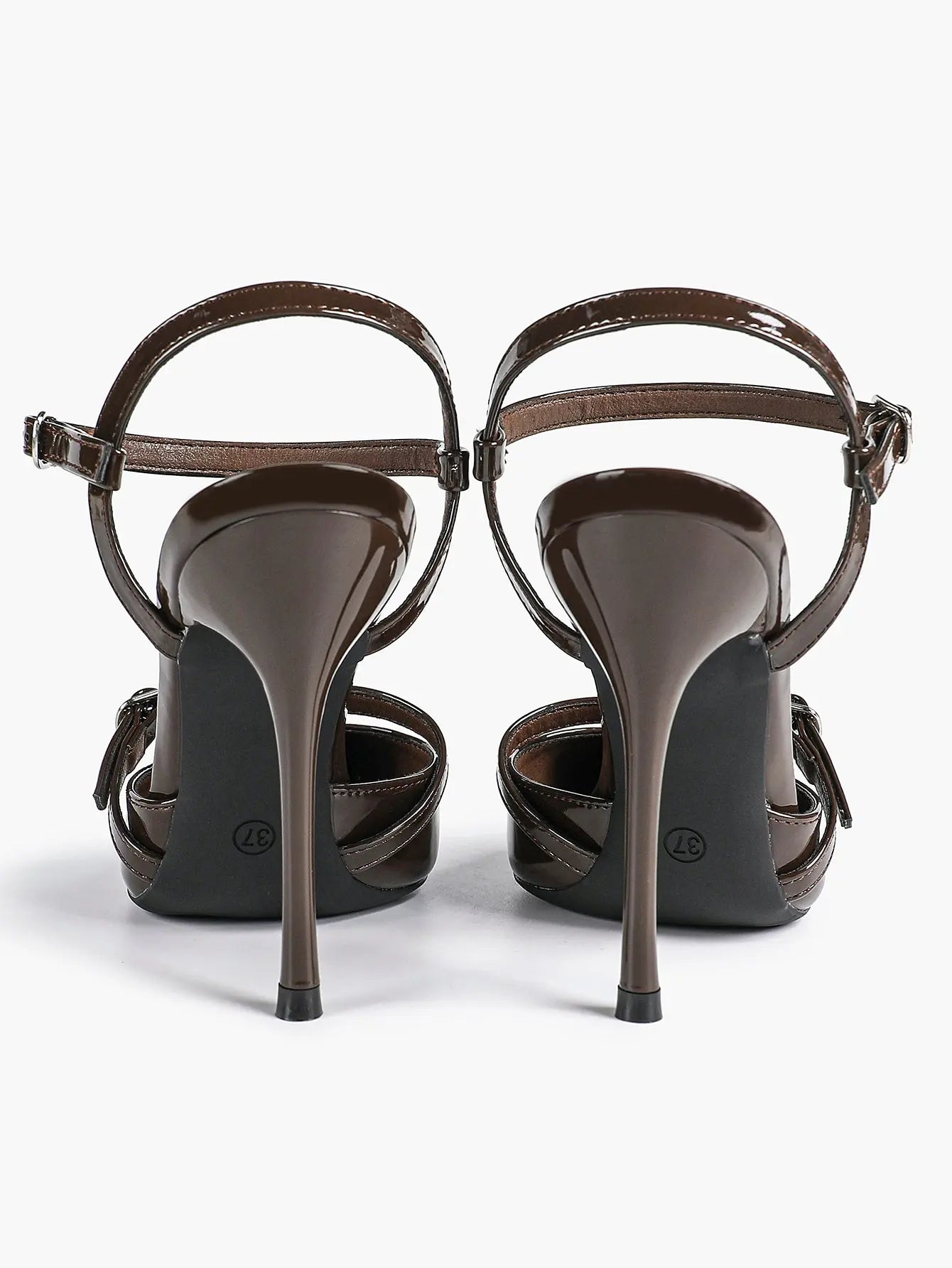 Women's Ivory Leather High-Heel Stiletto Pointed Toe Ankle Strap Sandals Sexy Wedding Party Evening Dress Shoes YISHIFAN