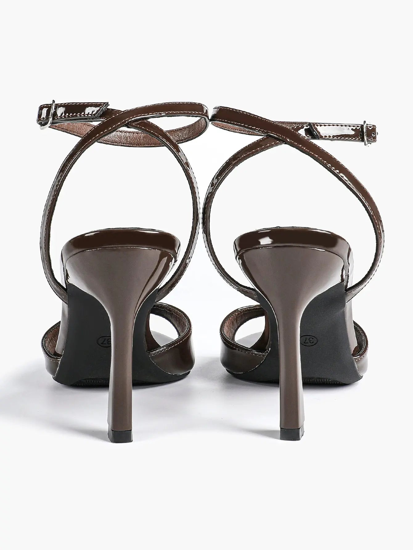 Women Leather High-Heel Sandals Peep-Toe Stiletto Heels Wedding Party Evening Dress Shoes YISHIFAN