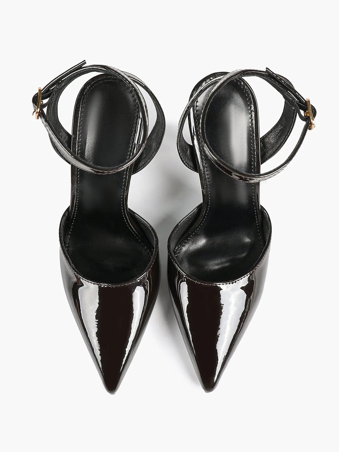 Women's Metallic Gloss Pointed Toe Adjustable Ankle Strap Heels Slingback Heel for Party Wedding Evening Club YISHIFAN