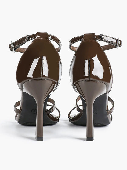 Women's High Stilettos Heels Open Toe Pointed Sandals Ankle Strap Pumps Dress Shoes Party Work Heeled Sandals YISHIFAN