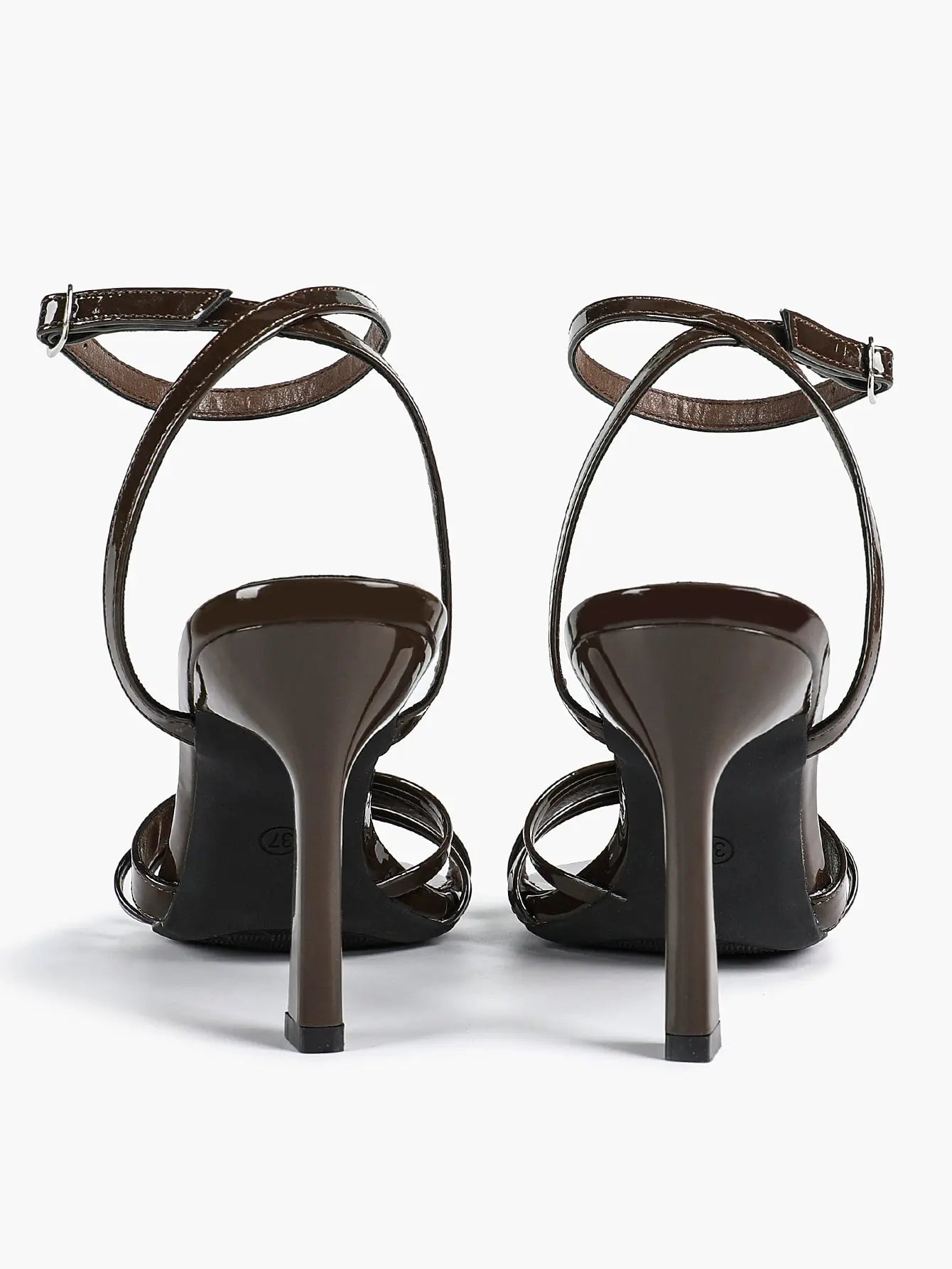 Brown Leather High-Heel Sandals  Cross Strap Stiletto Heels Wedding Party Dress Shoes YISHIFAN