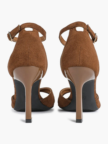 Women's Satin Cross Strap Ankle Strap 3.74 Inch Heels Open Toe Pointed Stilleto Sandals for Party Wedding YISHIFAN