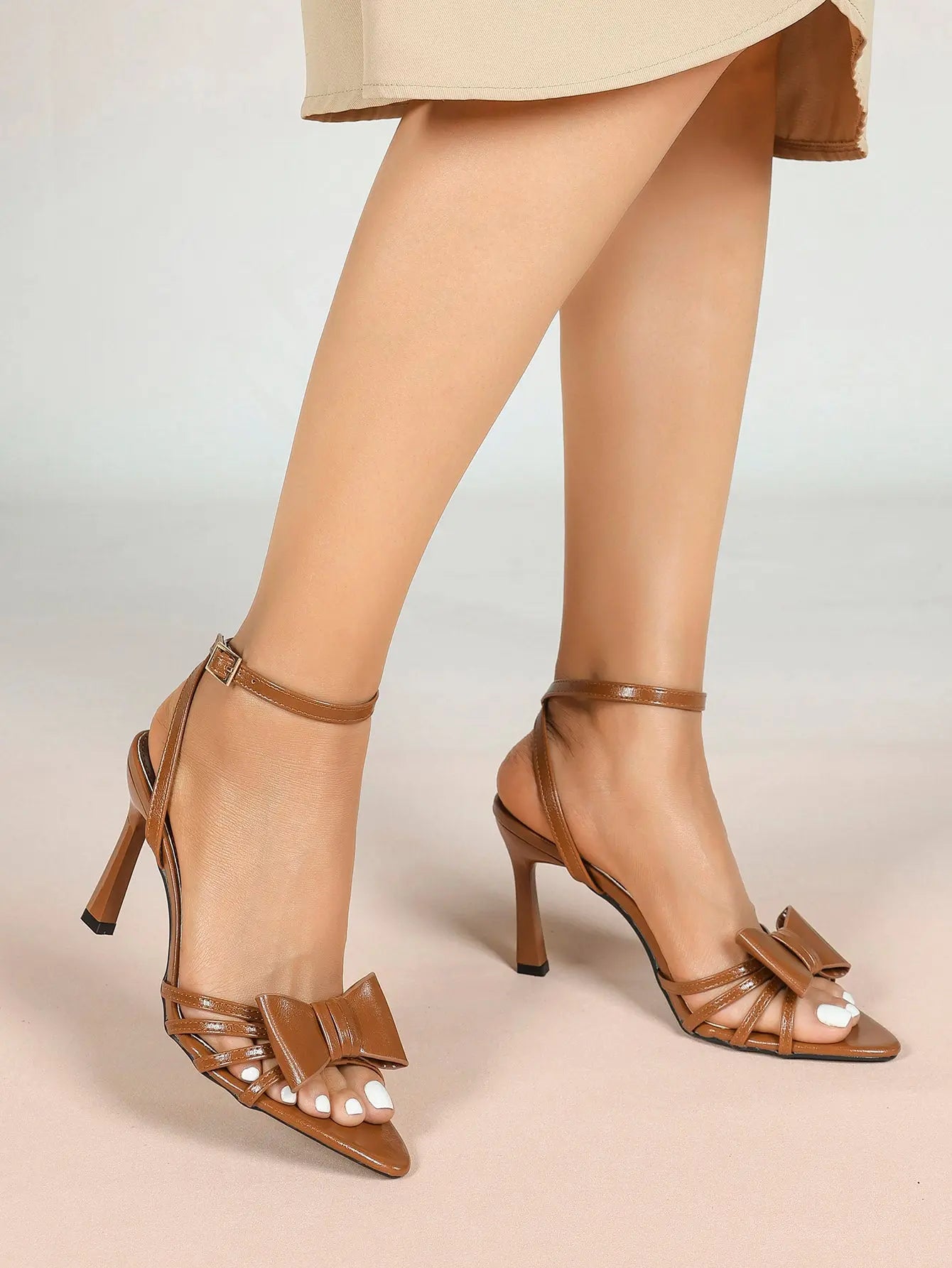 Bow Tie Heels Sandals Slingback Peep Toe Wedding Stiletto Heel Summer Cute Wedding Bridal Shoes YISHIFAN