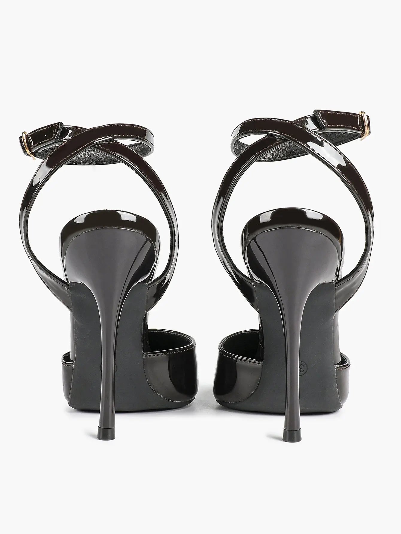 Women's Metallic Gloss Pointed Toe Adjustable Ankle Strap Heels Slingback Heel for Party Wedding Evening Club YISHIFAN