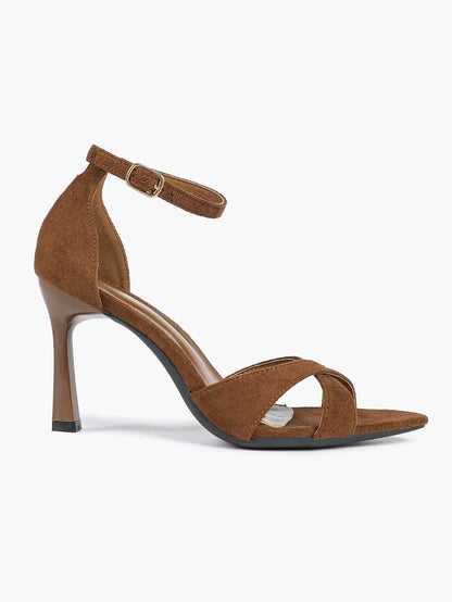 Women's Satin Cross Strap Ankle Strap 3.74 Inch Heels Open Toe Pointed Stilleto Sandals for Party Wedding YISHIFAN