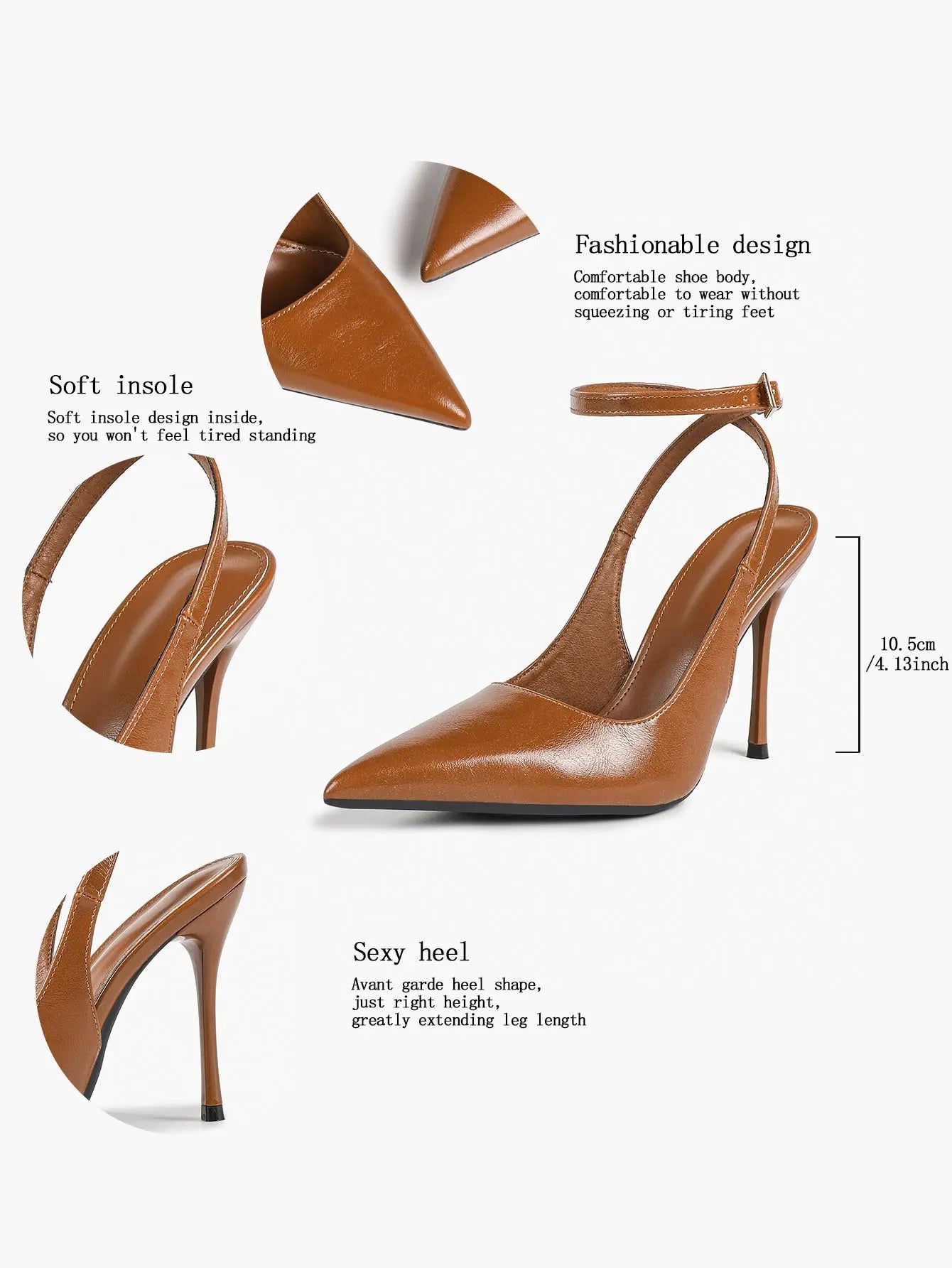 Wine Red Crinkle PU D’Orsay Ankle Strap Stiletto Slingback – Women’s Pointed Toe High Heels YISHIFAN