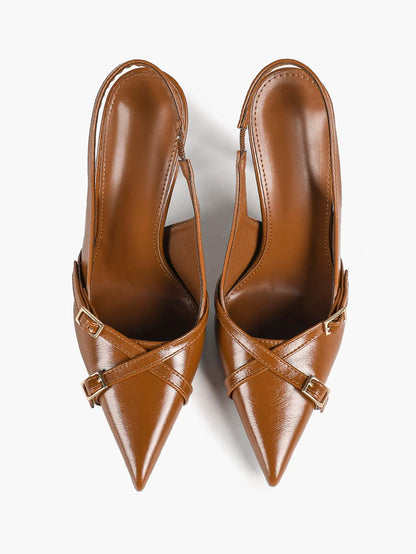 Women's Slingback Closed Pointed Toe Stiletto Wedding Work Comfortable Dress Shoes YISHIFAN