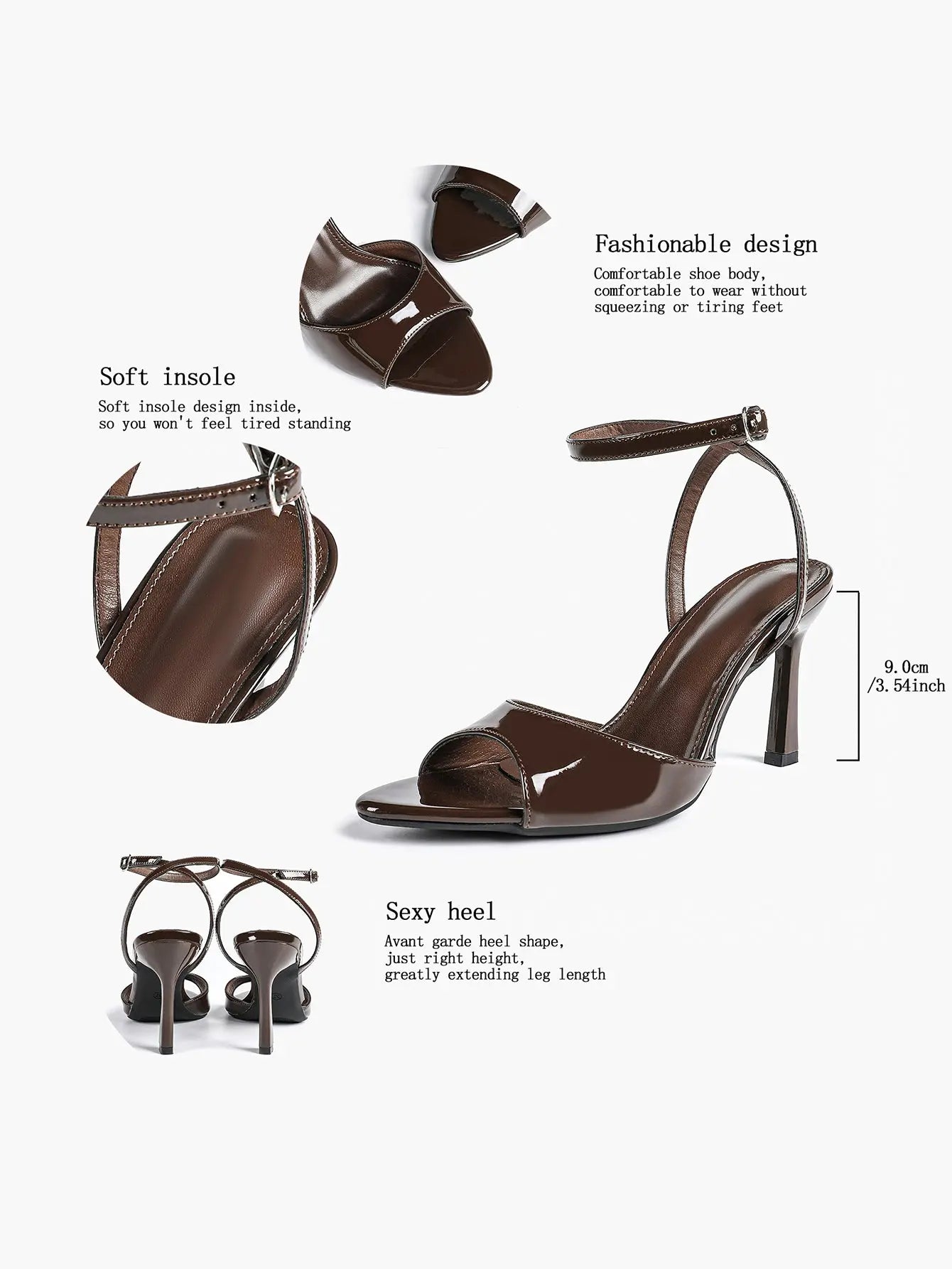 Women Leather High-Heel Sandals Peep-Toe Stiletto Heels Wedding Party Evening Dress Shoes YISHIFAN