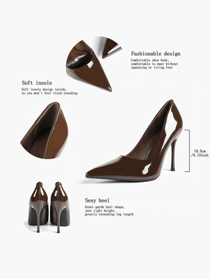Women's Stiletto Heels Closed Sharp Pointed Toe Classic Wedding Party Dress Pump Shoes YISHIFAN