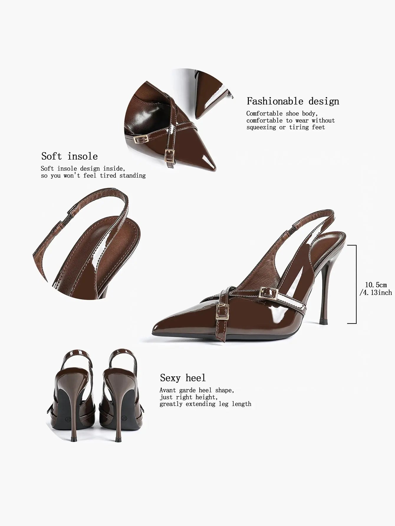 Women's Wine Red Patent Leather High-Heel Pointed Toe Ankle Strap Stiletto Heels Wedding Party Dress Shoes YISHIFAN