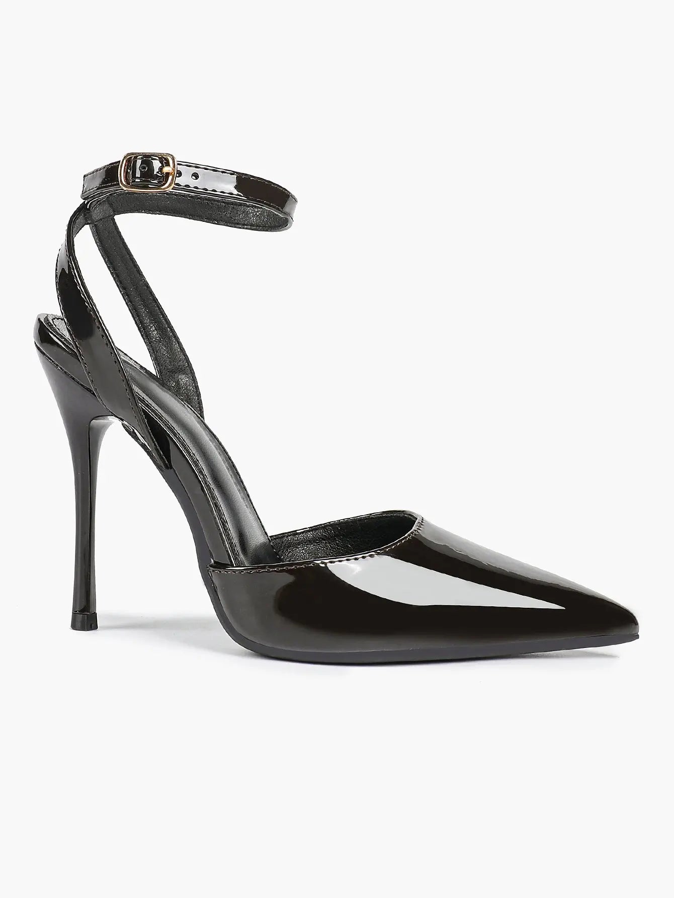 Women's Metallic Gloss Pointed Toe Adjustable Ankle Strap Heels Slingback Heel for Party Wedding Evening Club YISHIFAN