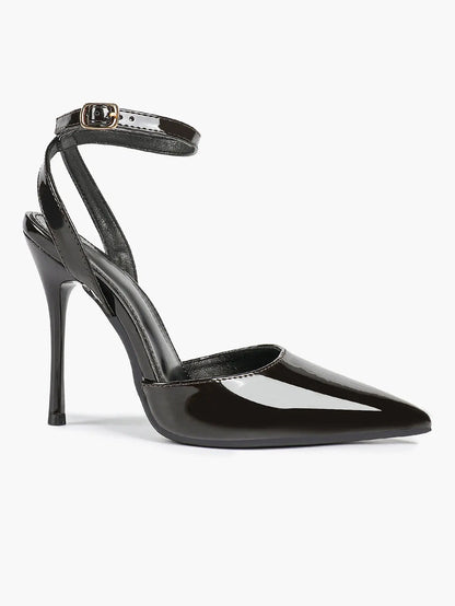 Women's Metallic Gloss Pointed Toe Adjustable Ankle Strap Heels Slingback Heel for Party Wedding Evening Club YISHIFAN