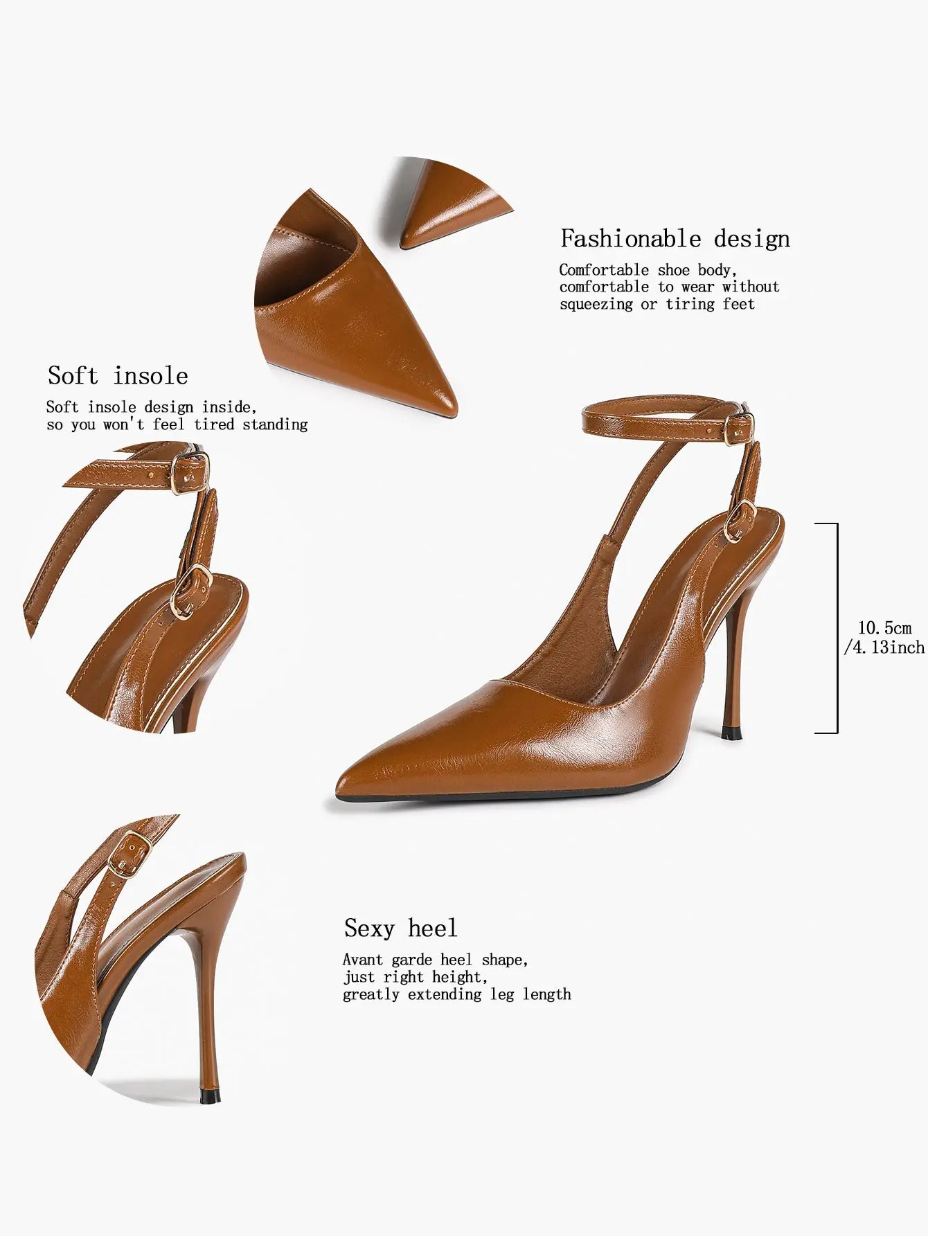 Women Pointed Toe Slingback Stiletto Heels Ankle Strap Dress Shoes Wedding Bridal Party Sexy High Heels YISHIFAN