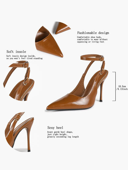 Women Pointed Toe Slingback Stiletto Heels Ankle Strap Dress Shoes Wedding Bridal Party Sexy High Heels YISHIFAN