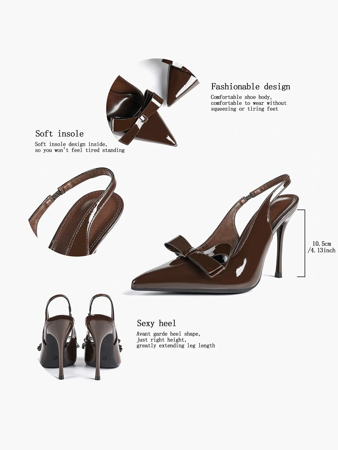 Women's Leather Bowknot High-Heel Closed Toe Pointed Toe Slingback Stiletto Heels Top-quality Shoes YISHIFAN