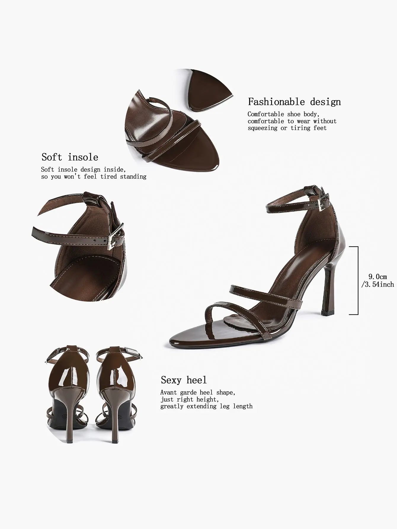 Women's High Stilettos Heels Open Toe Pointed Sandals Ankle Strap Pumps Dress Shoes Party Work Heeled Sandals YISHIFAN