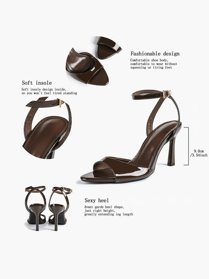 Women's High-Heel Sandals Peep-Toe Fish Mouth Stiletto Heels Wedding Party Dress Shoes YISHIFAN