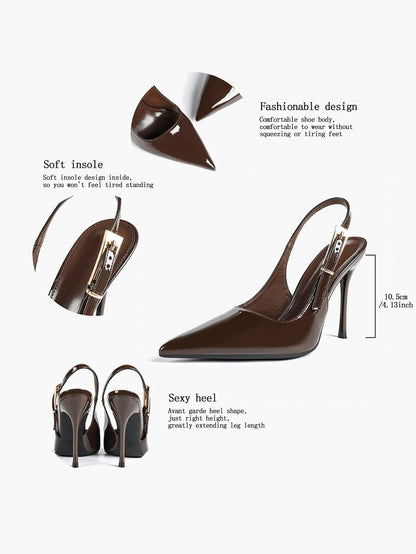 Women's Green Stone High-Heel Sandals Pointed Toe Slingback Stiletto Heels Wedding Party Evening Dress Shoes YISHIFAN