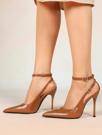Ivory D’Orsay Double Strap Stiletto Heels – Women’s Pointed Toe Ankle Strap High Heels YISHIFAN