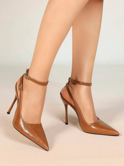 Ivory D’Orsay Double Strap Stiletto Heels – Women’s Pointed Toe Ankle Strap High Heels YISHIFAN
