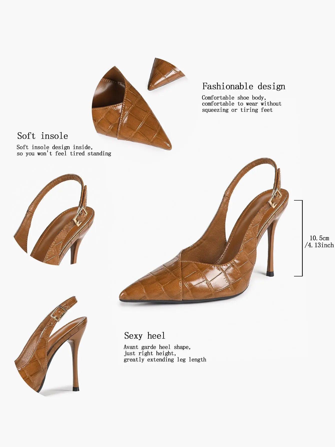 Vintage Luxe Reimagined: Deep Green Pointed Slingbacks with Croc Texture & All-Day Soft Insole YISHIFAN