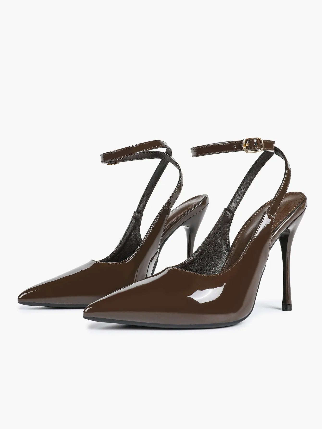 Women's Leather Pointed Toe Closed Toe Ankle Strap Heels Dress Shoes for Wedding Party Office YISHIFAN
