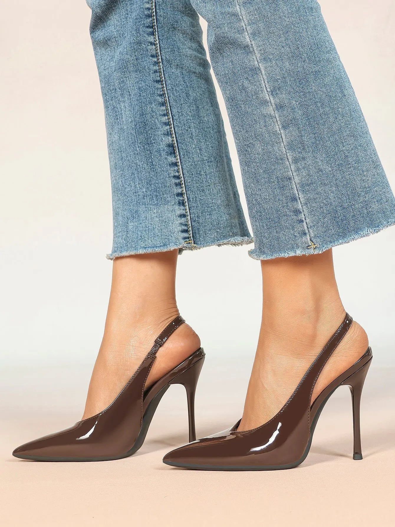 Women's Slingback Pumps Closed Pointed Toe Stiletto Heels Wedding Party Dress Shoes YISHIFAN