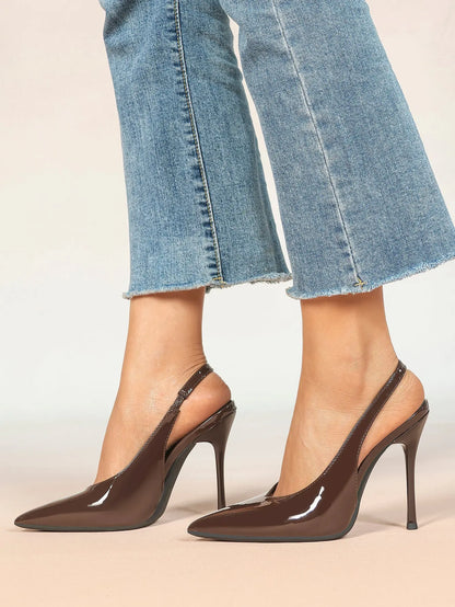 Women's Slingback Pumps Closed Pointed Toe Stiletto Heels Wedding Party Dress Shoes YISHIFAN