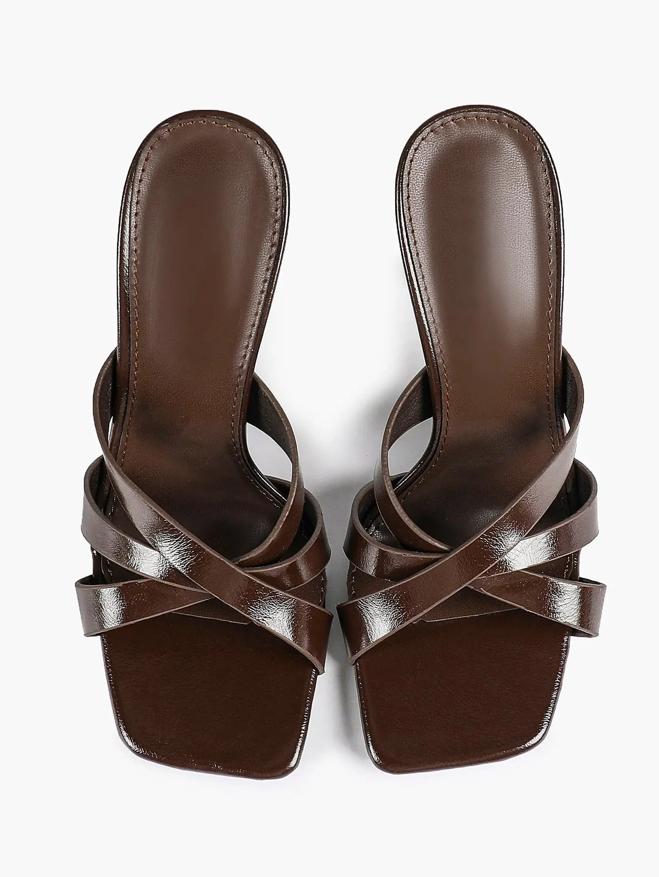 Women's Heeled Open Toe Sandals Square Toe Shoes Dress Wedding Office Shoes YISHIFAN