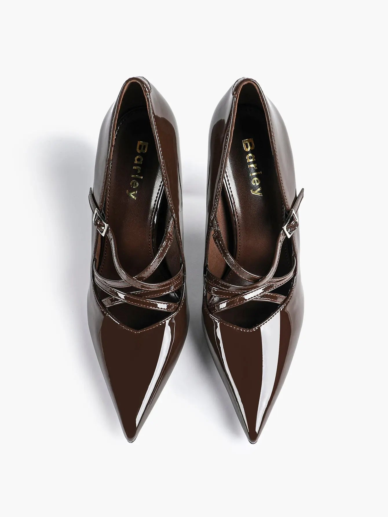 Burgundy Leather Stiletto Heels Sharp Pointed Toe Cross Strap Pump 4.13 INCH for Party Wedding Shoes YISHIFAN