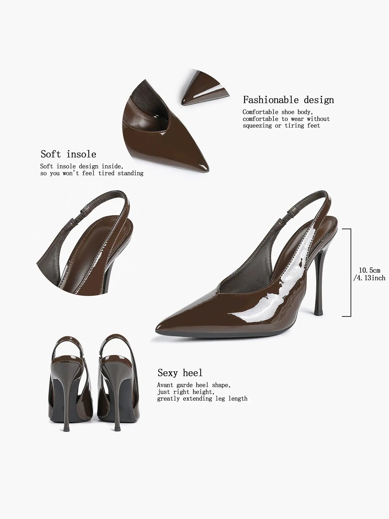 Women's Slingback Pumps Closed Pointed Toe Stiletto Heels Wedding Party Dress Shoes YISHIFAN