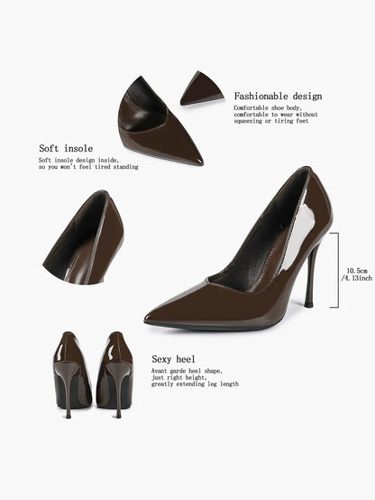Women's Closed Pointed Toe Classic Stiletto Heels for Wedding Party Evening Dress Shoes YISHIFAN