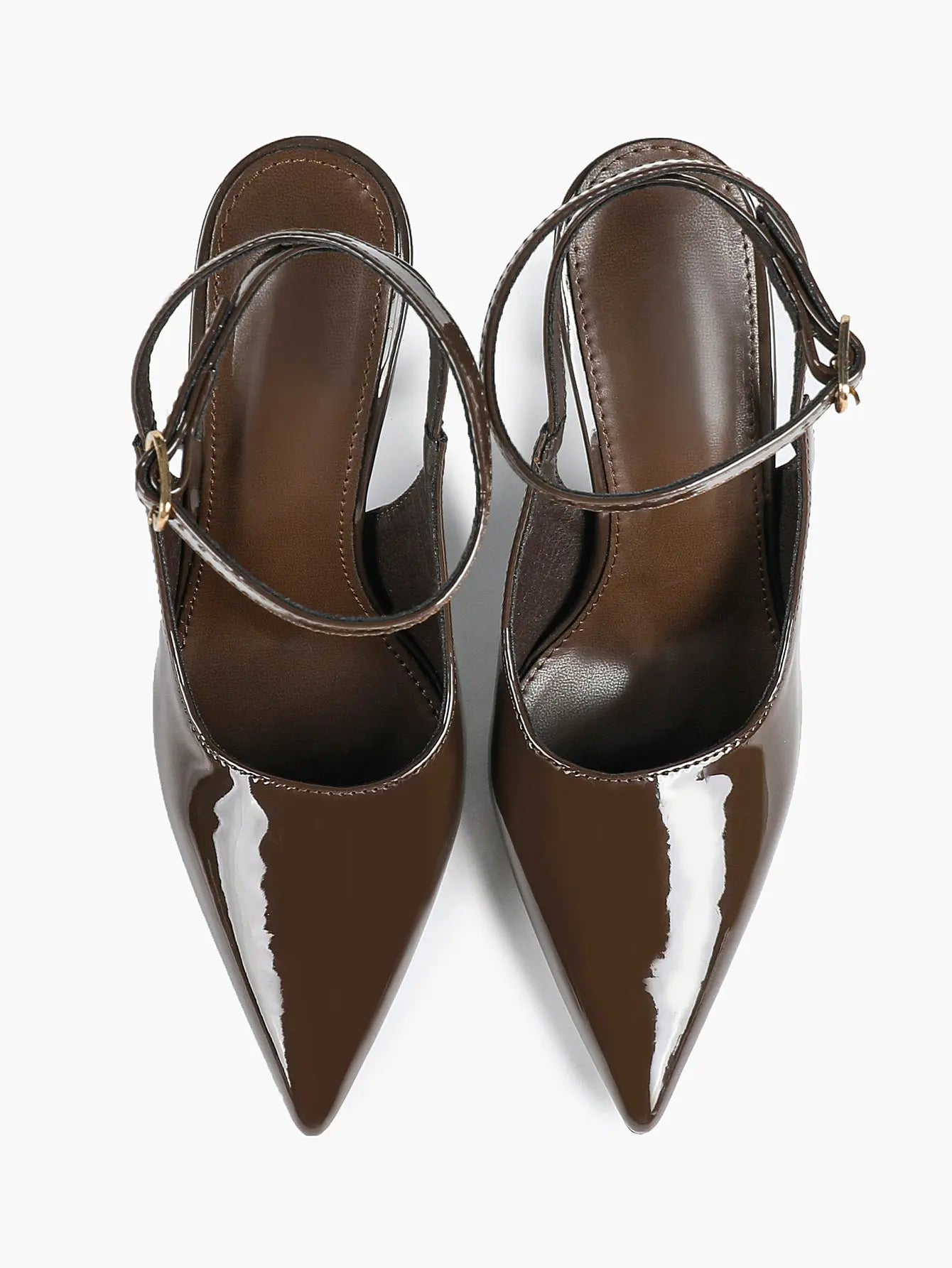 Women's Leather Pointed Toe Closed Toe Ankle Strap Heels Dress Shoes for Wedding Party Office YISHIFAN