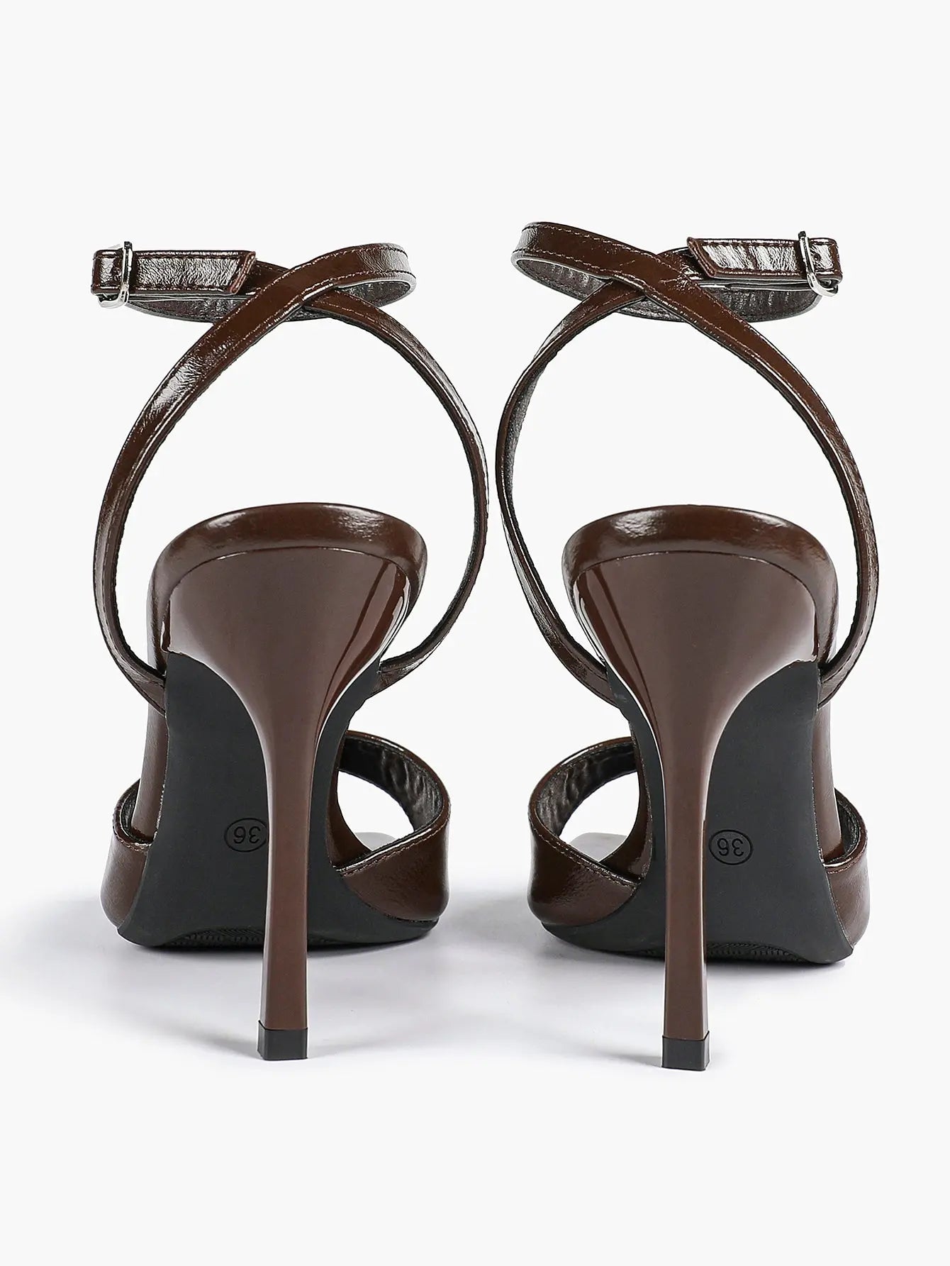 Women's Stiletto Heels 4.13 Inch Square Toe Ankle Strap Sandals Wedding Party Office Dress Shoes YISHIFAN