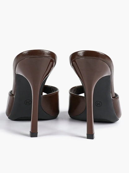 Women's Kitten Heels for Square Toe Open Toe Backless Mule Heels Stiletto Sandals 4.13 Inch YISHIFAN