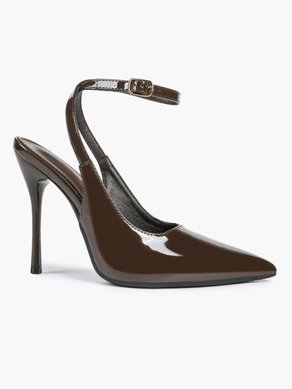 Women's Leather Pointed Toe Closed Toe Ankle Strap Heels Dress Shoes for Wedding Party Office YISHIFAN