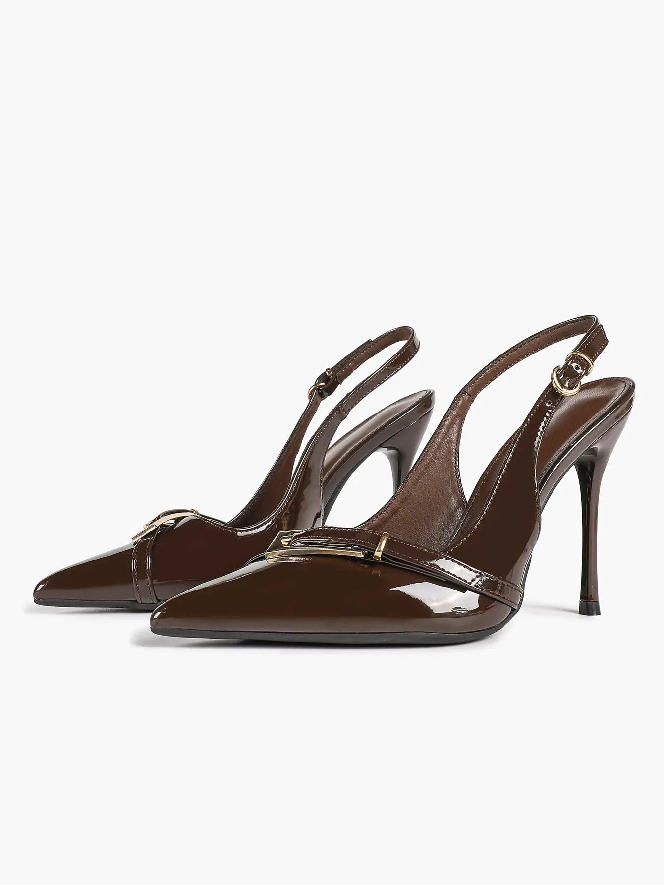 Chocolate-Brown Sculptural Stilettos: Gold-Chain Accents & Cloud-Like Soft Insole for Leg-Lengthening Glamour YISHIFAN